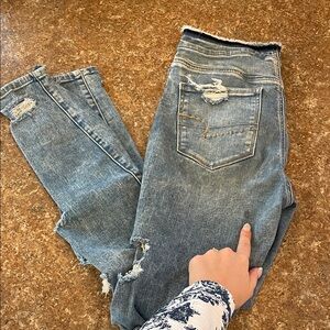 Distressed Blue Jeans